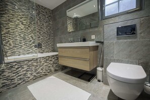 Basic Chalet | Bathroom | Hair dryer, towels, soap, shampoo