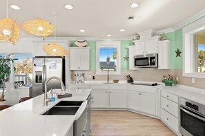 House, Ocean View | Private kitchen | Full-size fridge, microwave, oven, stovetop