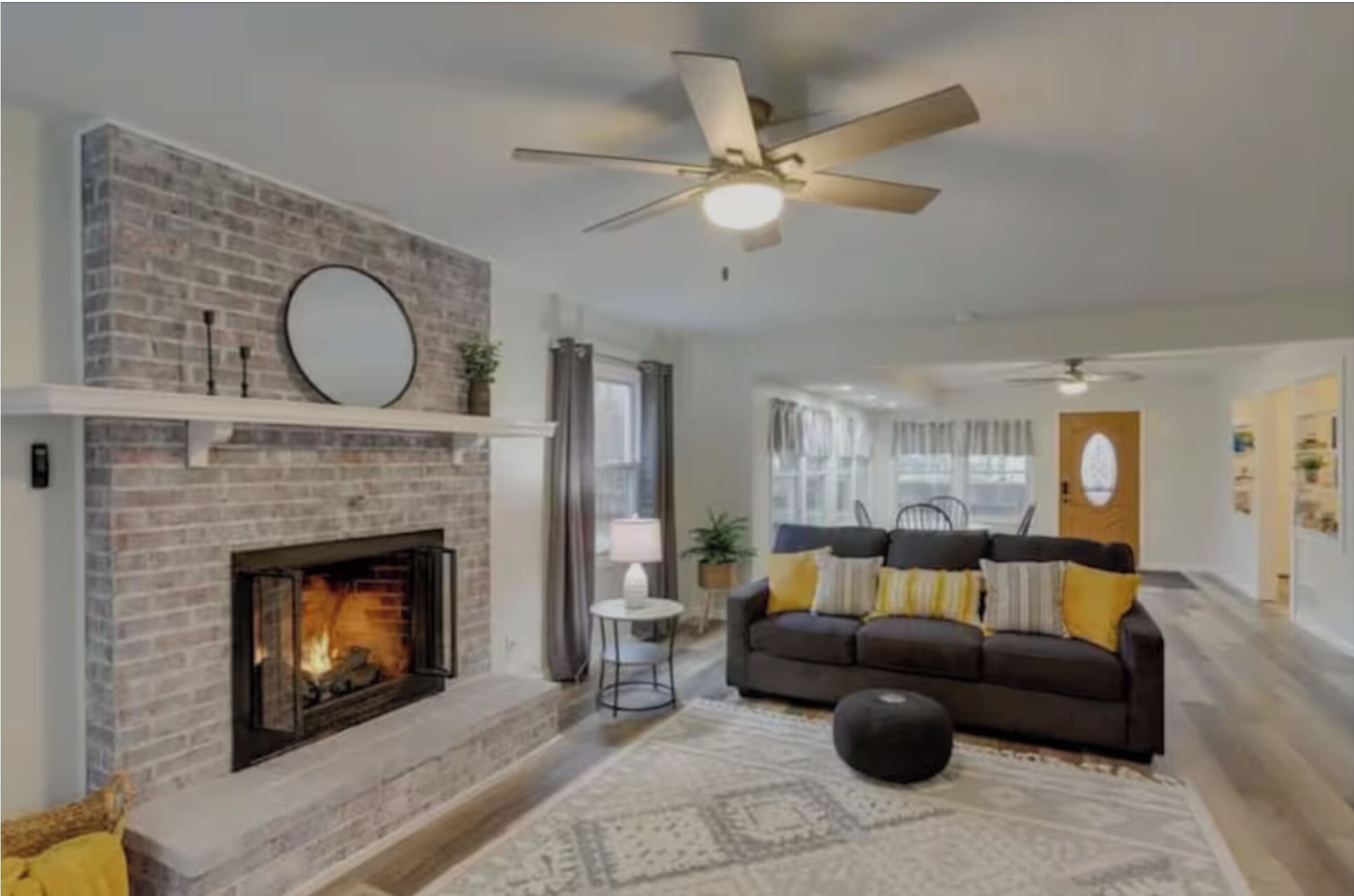 Smart TV, fireplace, foosball, books