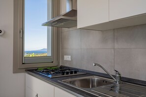 Una cocina con ventana, pileta de acero inoxidable y electrodomésticos modernos.