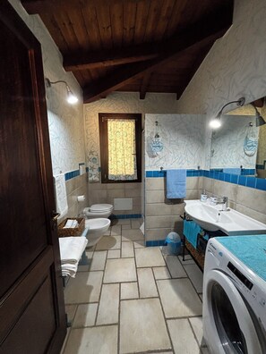 Dusche, Haartrockner, Bidet, Handtücher