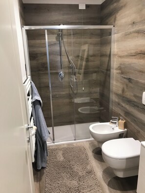 Séchoir à cheveux, bidet, serviettes fournies, savon