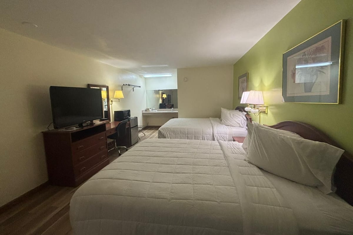 1 bedroom, desk, laptop workspace, iron/ironing board