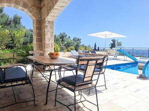 Terrace/patio -  Casa Oliva Villas with Private Heated Pools and Guest Apartments-No Pool Access (Petrovac)