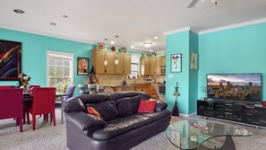 Smart TV, fireplace, computer monitors, printers