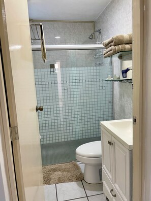 Hiustenkuivaaja, pyyhkeet, saippua, vessapaperi