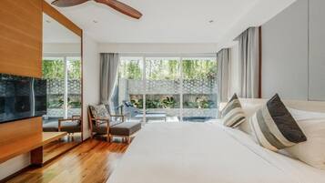 5 chambres, coffres-forts dans les chambres, bureau