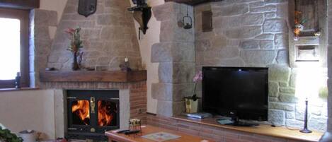 Télévision, cheminée