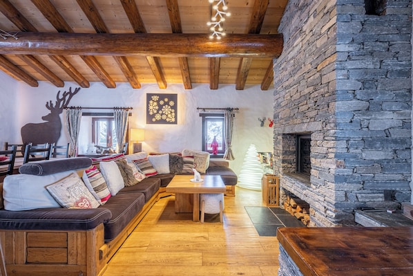 TV, fireplace, video games, DVD player