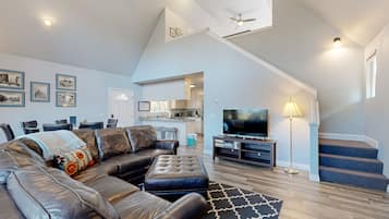 TV, fireplace