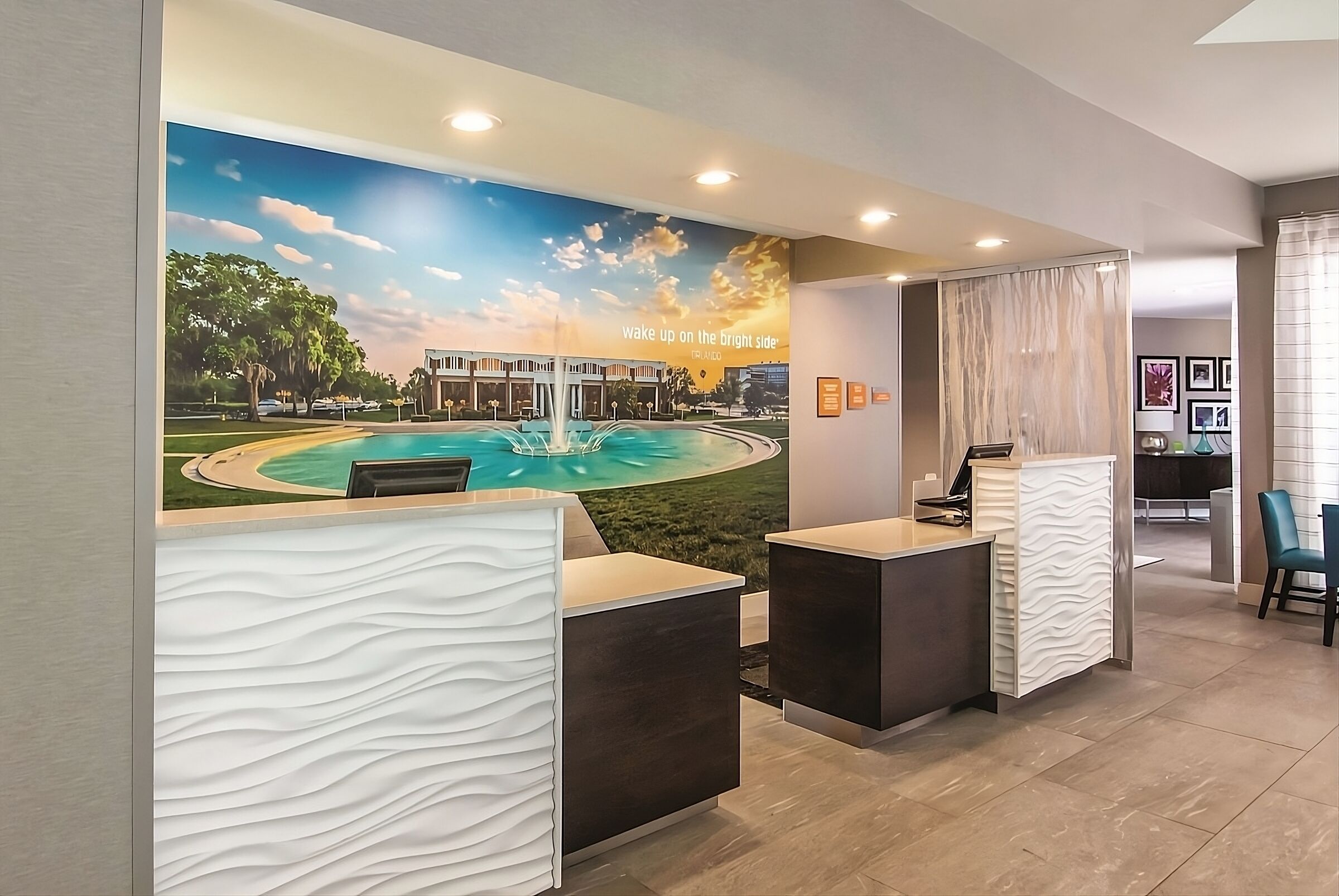 Check in smoothly at a bright, welcoming front desk.