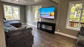 Smart TV, fireplace, video games