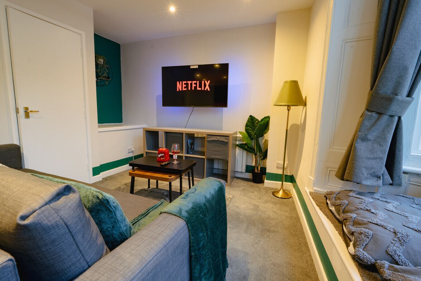 1 bedroom, desk, iron/ironing board, travel crib