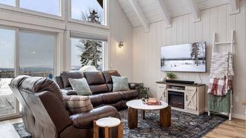 Smart TV, fireplace, foosball, offices