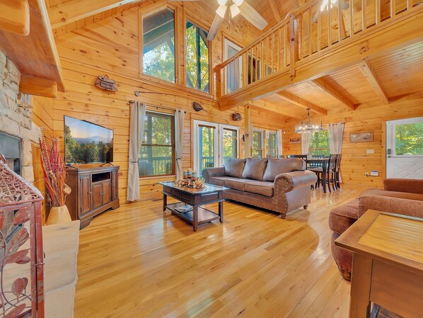 スマートテレビ、暖炉、ビデオライブラリ、ステレオ