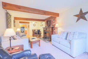 TV, fireplace, DVD player, table football