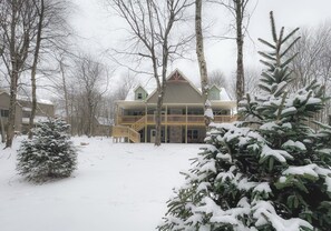 Exterior - Pine Crest Lodge, 8BR 5BA Home with Beach Access, Fire Pit, & Private Hot Tub (Lake Harmony)