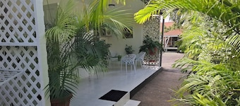 Tropical palm resort is a nice quiet and safe place to stay with friends or fam