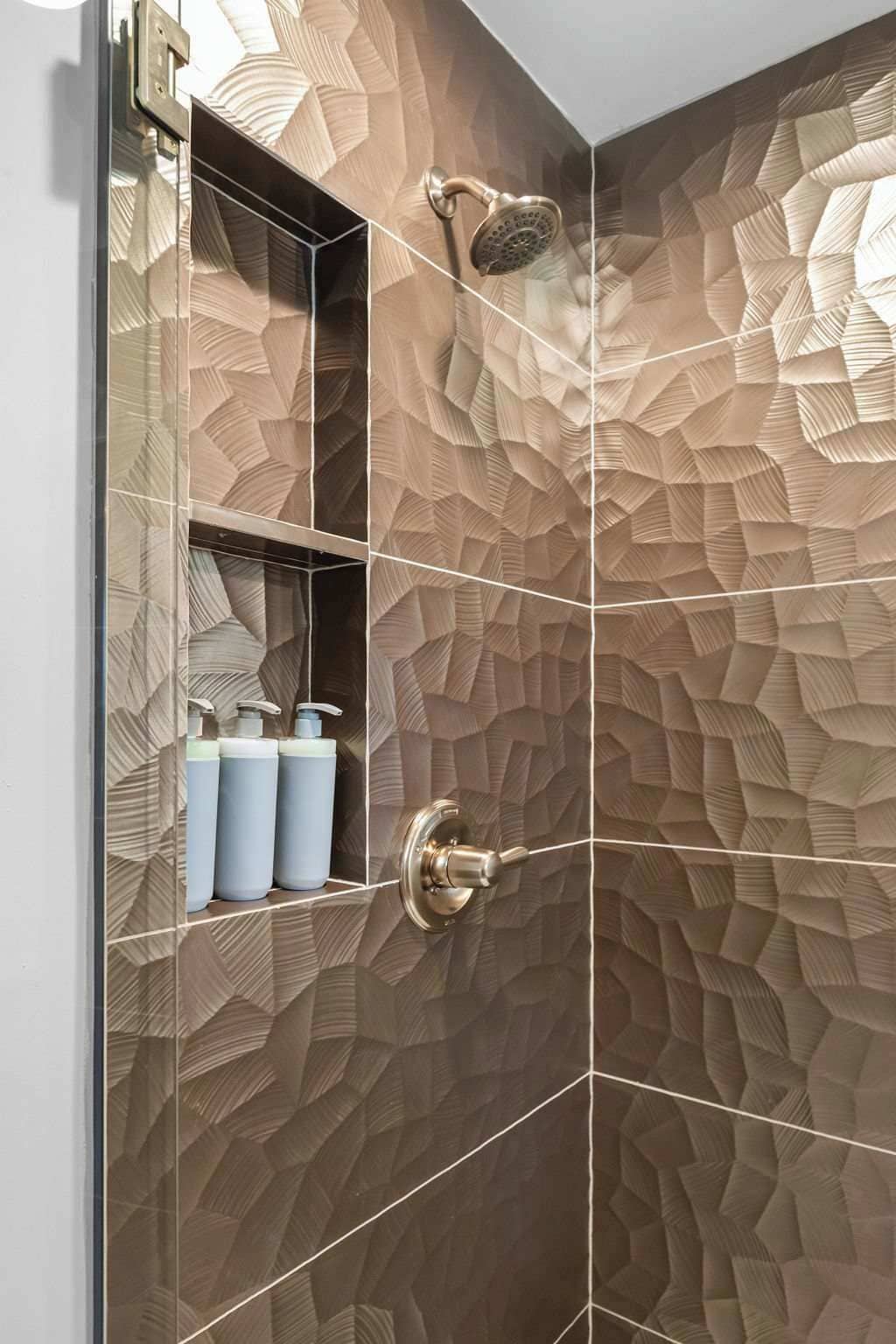 Shower, hair dryer, shampoo
