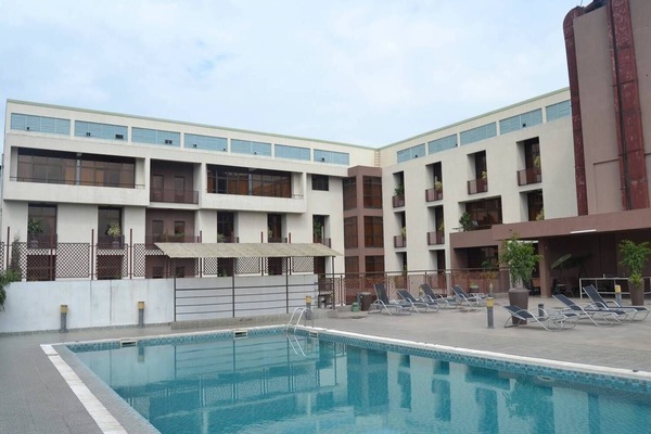 Indoor pool, pool umbrellas