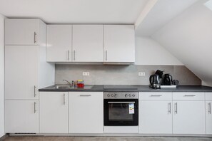 Fridge, oven, stovetop, dishwasher