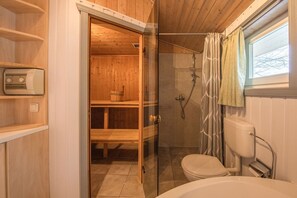 Shower, jetted bath