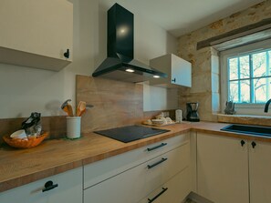 Fridge, microwave, dishwasher - Charming lodge with parking, pets allowed, near Château de Clavières (Ardentes)