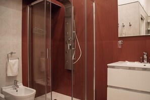 Ducha, secador de pelo, bidé y toallas