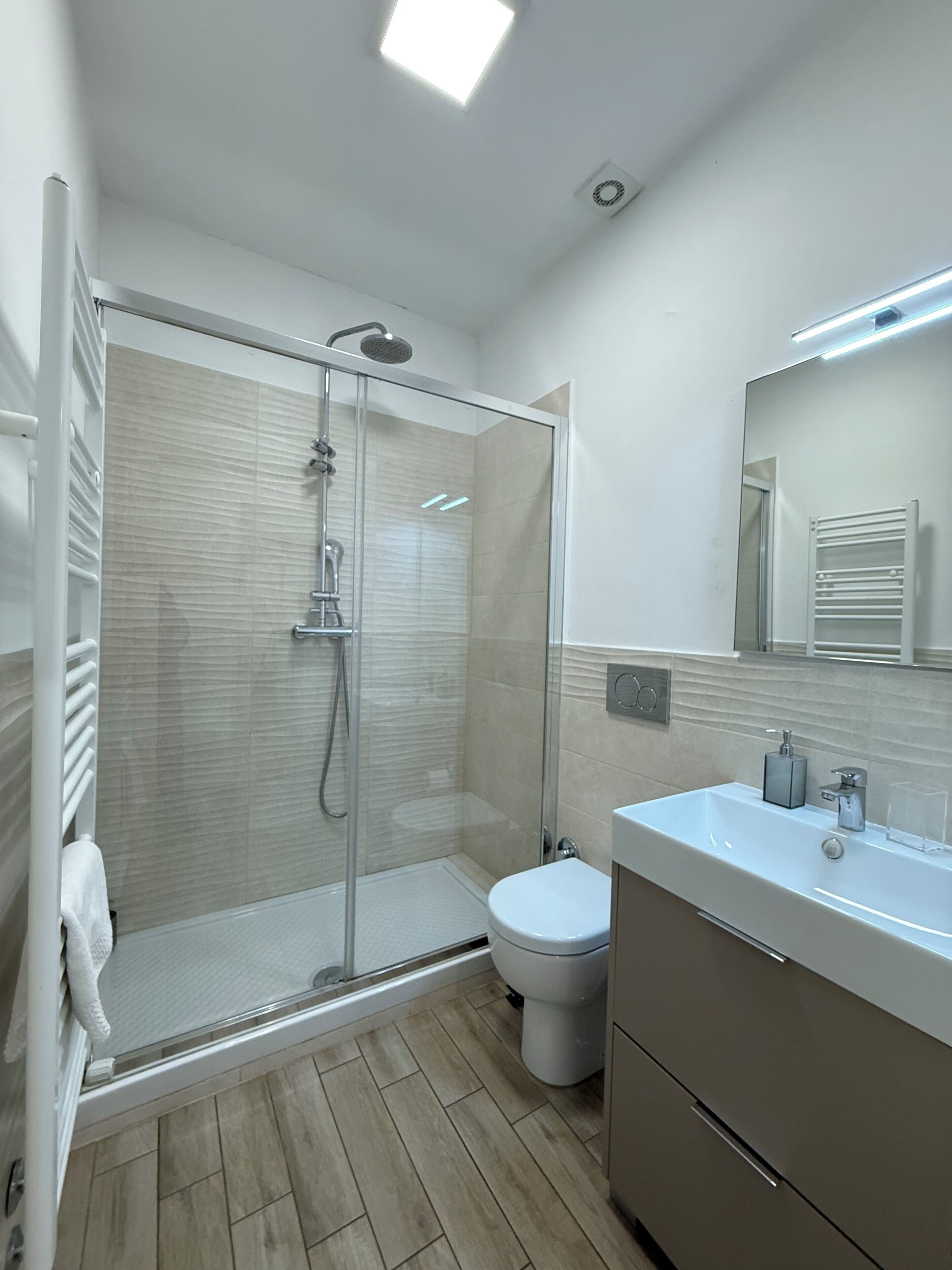Dusche, Haartrockner, Bidet, Handtücher