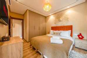 2 bedrooms, iron/ironing board, travel crib, WiFi