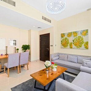 Living area - Modern 3BR townhouse in Damac Hills 2 (Madinat Zayed)