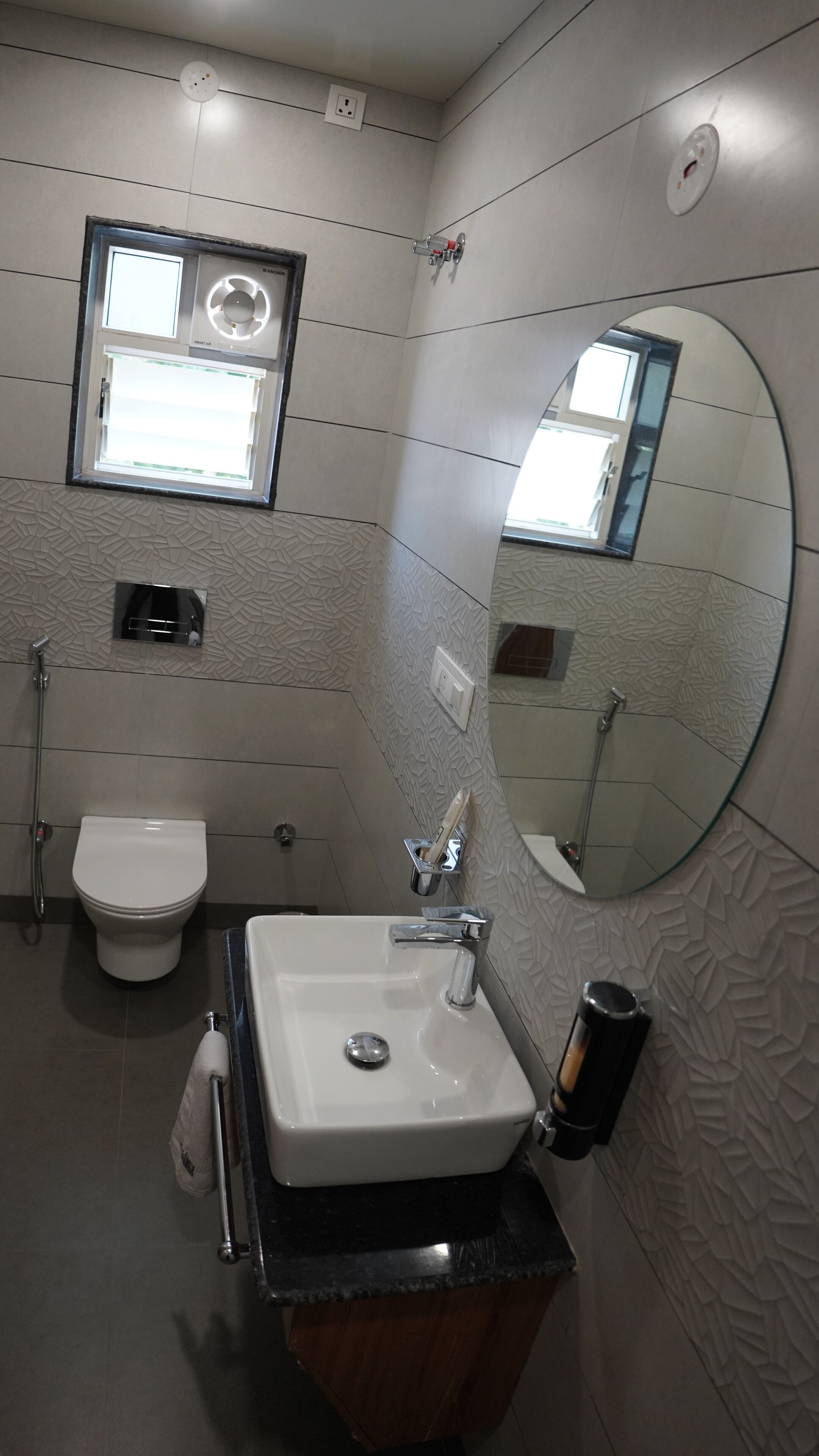 Shower, towels, soap, shampoo