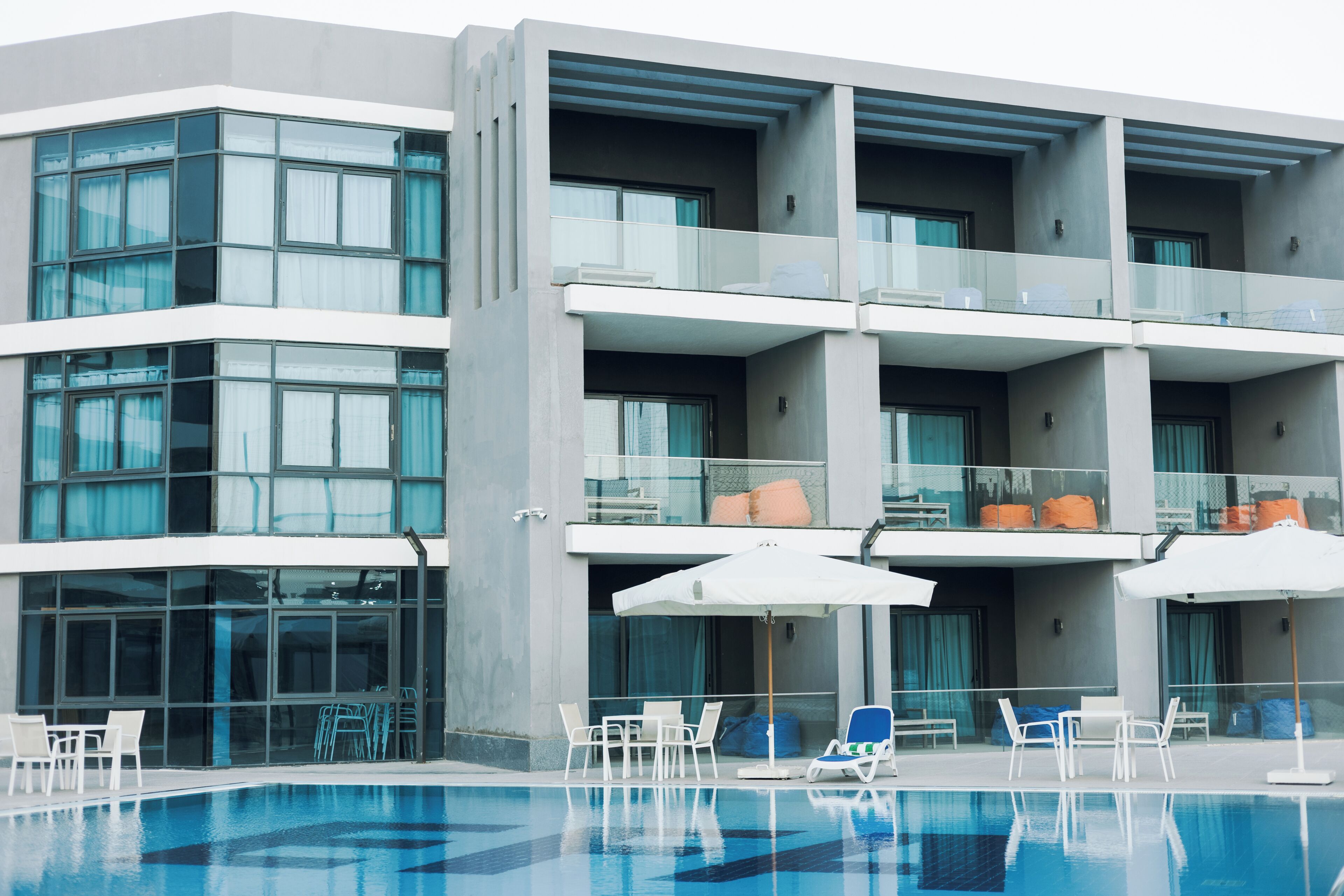 Outdoor pool, open 9:00 AM to 6:00 PM, pool umbrellas, sun loungers