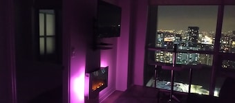 Penthouse with swimming pool, saunas, fitness room, BBQ area and indoor carwash.