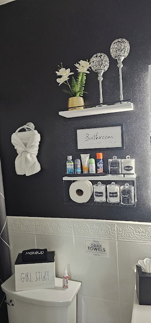 Haartrockner, Handtücher, Seife, Shampoo