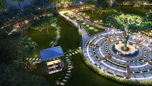 A circular garden with a central fountain, surrounded by a paved walkway and benches. - Sunny - Vinhomes GreenBay Residences (Hanoi)