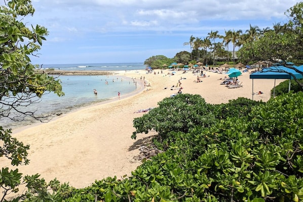 Beach nearby, sun-loungers, beach towels