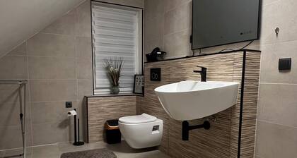 2-room dream apartment, fully furnished, near Frankfurt with private roof terrace