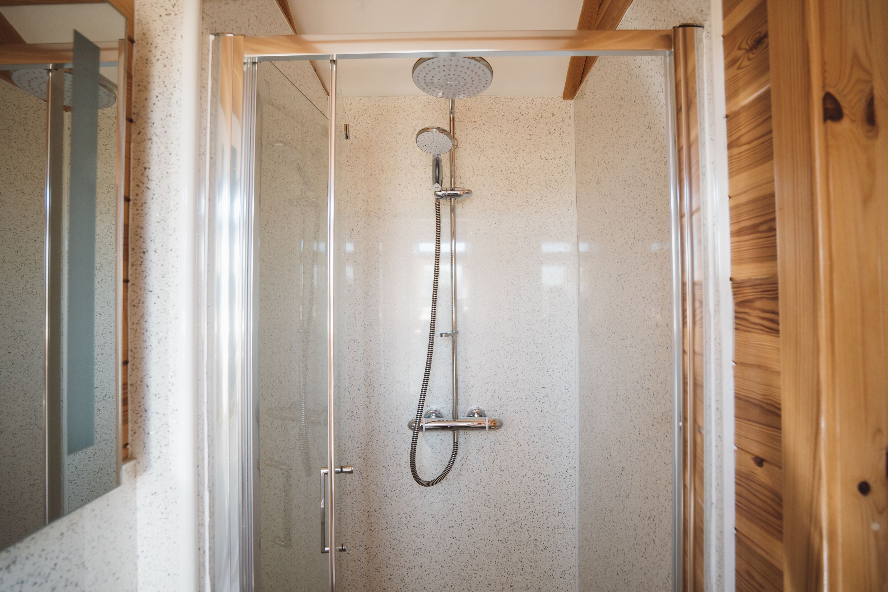 Shower, soap, toilet paper