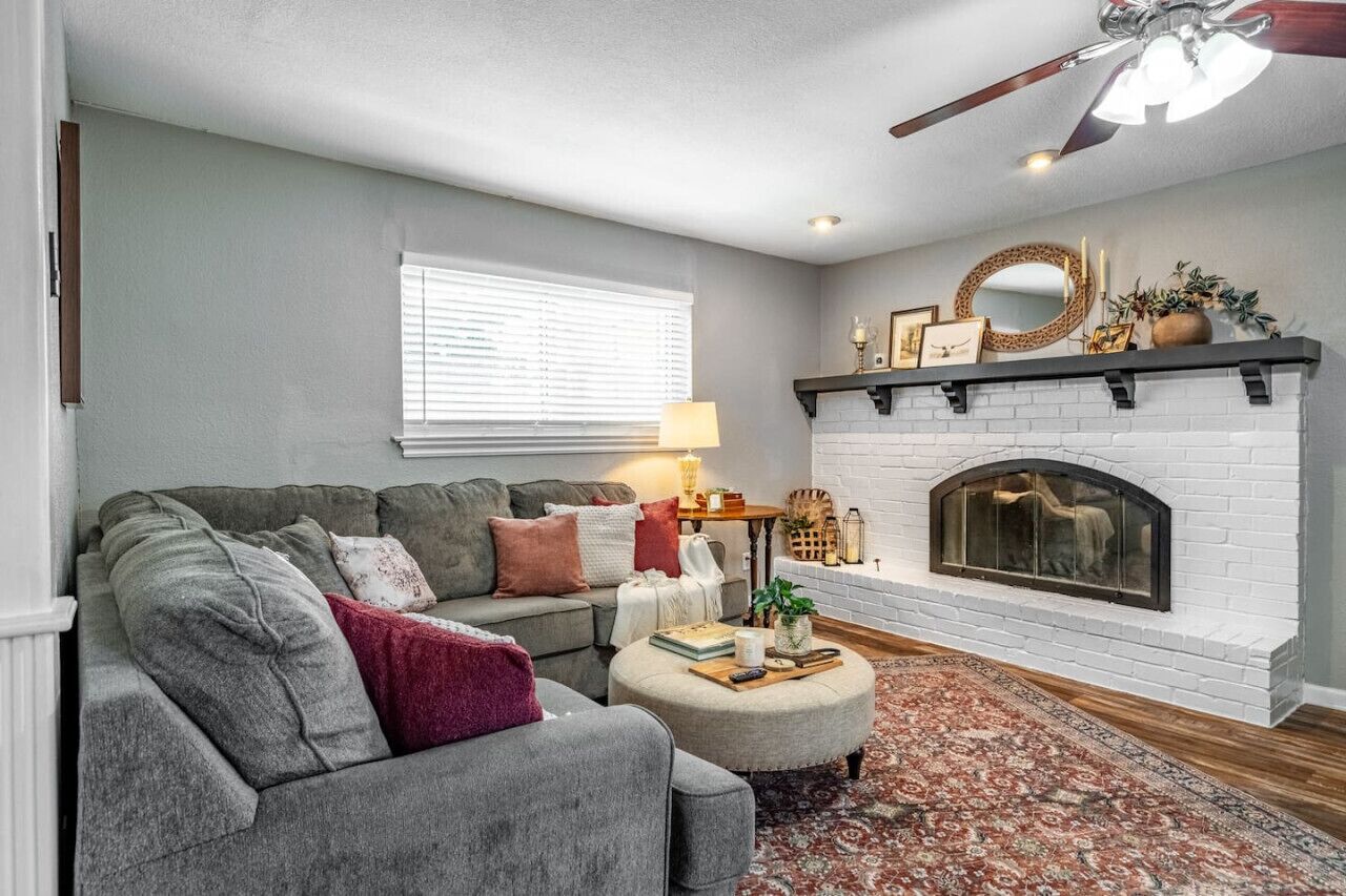 TV, fireplace, foosball, offices