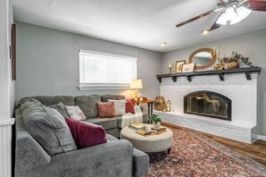 TV, fireplace, table football, offices