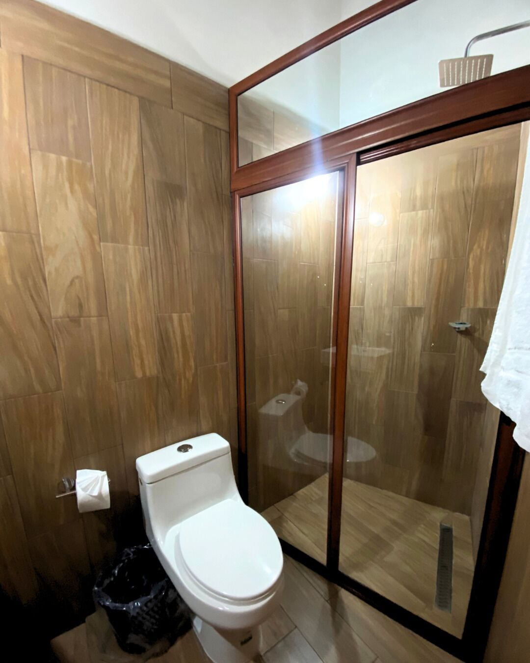 Ducha, toallas, jabón, shampoo