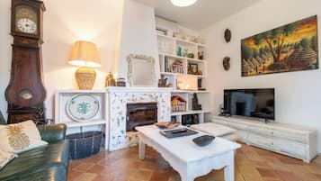 TV, fireplace