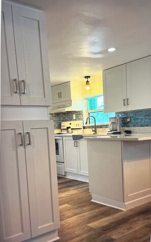 Fridge, microwave, oven, stovetop - Cozy fishing cottage on canal in Matlacha - 2 bedrooms and large outdoor space (Matlacha)