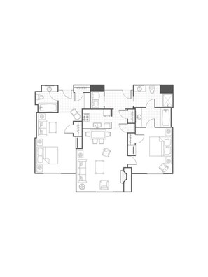 Floor plan - Marriott Mountainside Resort 2 Bedroom Unit - Sleeps 8  Ski-In/Ski-Out (Park City)
