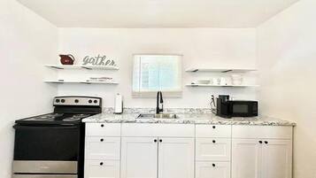 Fridge, microwave, oven