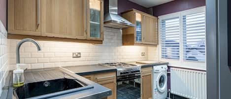 Fridge, microwave, oven, toaster