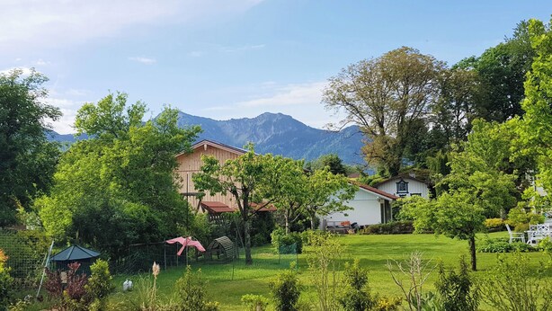 A residential area with a large house, a smaller white building, and a well-maintained lawn. - Vacation home Harmony 2 to 6 persons (Übersee)