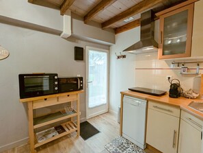 Fridge, microwave, dishwasher