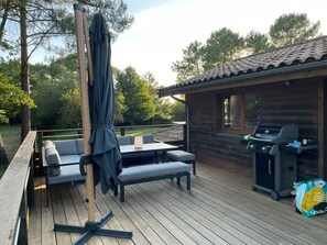 Outdoor dining - Apartment with your head in the trees, 50m from the lake - Hourtin Port (Hourtin)